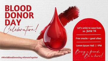White Blood Donor Day Twitter post Invitation template