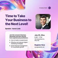purple pink 3d gradient business workshop linkedin post template