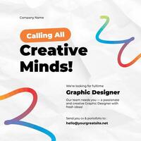 white minimalist we are hiring linkedin post template