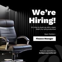 black minimalist we are hiring poster linkedin post template