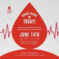 Minimalist World Blood Donor Day Campaign Announcement for Instagram Post template