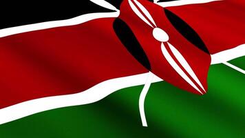 Kenya Flag Waving Gently in the Wind, Close-Up Full-Frame Perspective, Soft Fabric Texture, Slow Motion, Natural Movement, Waving Flag Background video