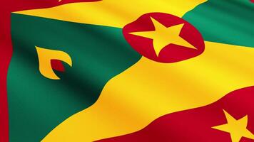 Grenada Flag Waving Gently in the Wind, Close-Up Full-Frame Perspective, Soft Fabric Texture, Slow Motion, Natural Movement, Waving Flag Background video