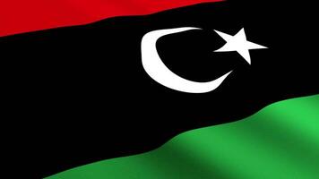 Libya Flag Waving Gently in the Wind, Close-Up Full-Frame Perspective, Soft Fabric Texture, Slow Motion, Natural Movement, Waving Flag Background video