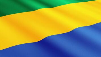 Gabon Flag Waving Gently in the Wind, Close-Up Full-Frame Perspective, Soft Fabric Texture, Slow Motion, Natural Movement, Waving Flag Background video