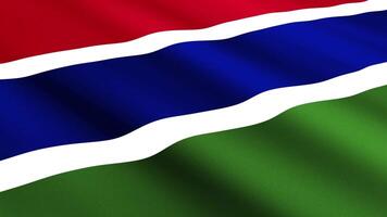 Gambia Flag Waving Gently in the Wind, Close-Up Full-Frame Perspective, Soft Fabric Texture, Slow Motion, Natural Movement, Waving Flag Background video