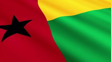 Guinea Bissau Flag Waving Gently in the Wind, Close-Up Full-Frame Perspective, Soft Fabric Texture, Slow Motion, Natural Movement, Waving Flag Background video