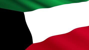 Kuwait Flag Waving Gently in the Wind, Close-Up Full-Frame Perspective, Soft Fabric Texture, Slow Motion, Natural Movement, Waving Flag Background video