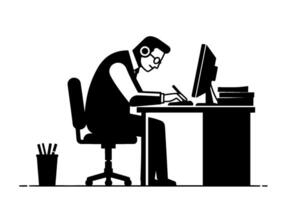 Monochrome Graphic Designer at Work vector