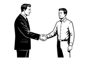 Monochromatic Business Handshake Illustrationalt vector