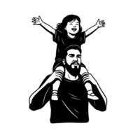 Bearded Father Carrying Joyful Daughter vector