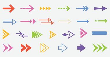 Colorful Arrow Set Flat and Gradient Shapes for Navigation different color arrow vector