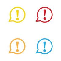 Isolated exclamation points displayed inside four colorful speech bubbles on a white background vector