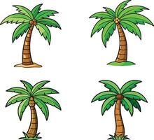 Collection of four cartoon palm trees on a white background vector