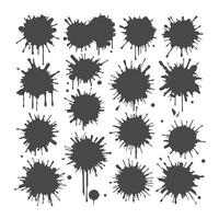Collection of black ink blots and paint splashes vector