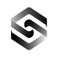 A sleek black-and-white hexagonal logo concept featuring interlocking elements, ideal for tech, security, or corporate branding. vector