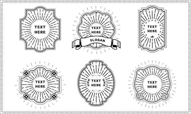 A set of oriental vintage-style badges with sunburst details, perfect for logos, labels, packaging, branding, or retro-inspired designs.