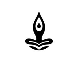 A black and white image of a candle with a flame vector
