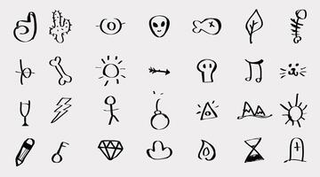 Hand Drawn Doodle Elements Pack Ancient Symbols for Backgrounds Patterns and Posters vector