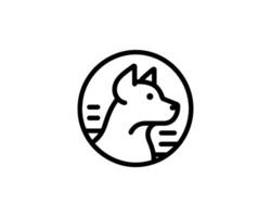 Simple dog logo with minimalist line art vector
