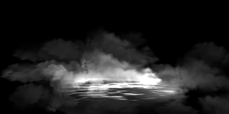 Cloudy of smoke,fog, haze, mystery steam or mist above water surface