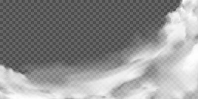 White realistic border of fog, smog special effect vector