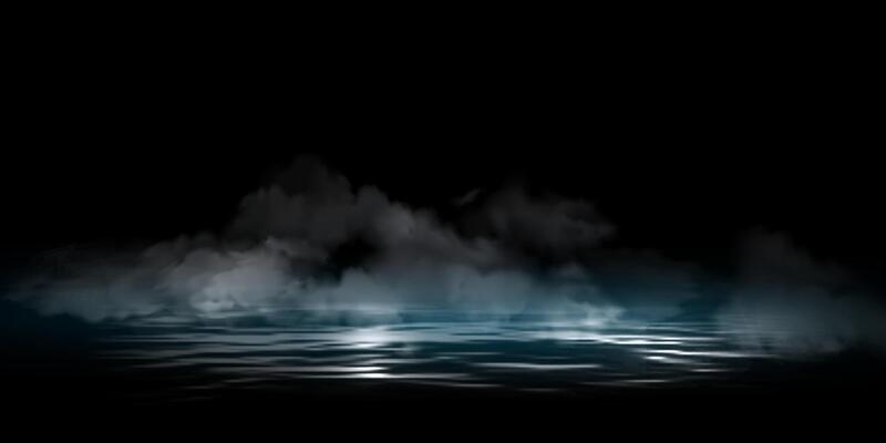 Smoke ,cloudy of fog, haze, steam or mist above water surface