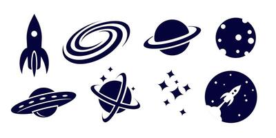 Set of space icon in flat design style vector
