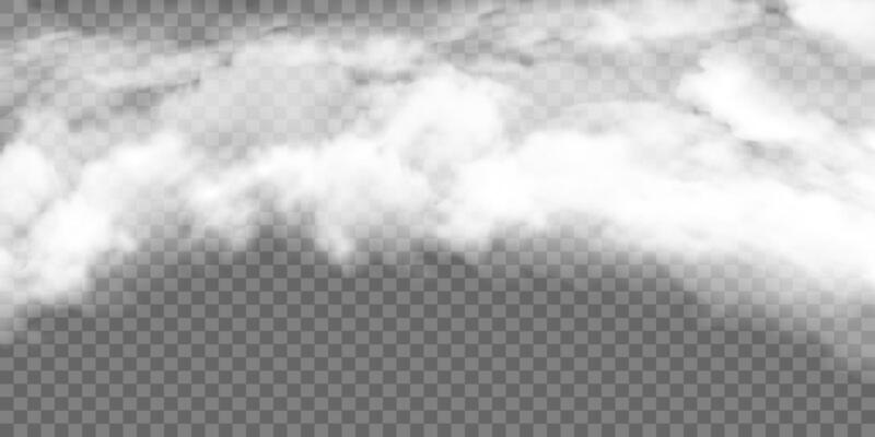 Realistic white fog, smog border