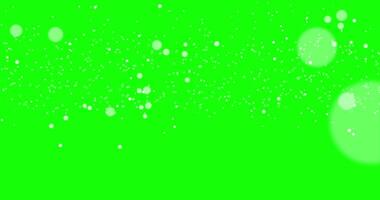 White particles flying down on a green background. Chroma key. Abstract animation. 42 video