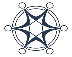 Symbolic illustration of collaboration and connection featuring interconnected elements in a circular design vector
