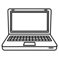 Simple outlined illustration of a modern laptop computer on white background vector