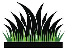 Stylized illustration of grass blades with black and green colors on white background vector