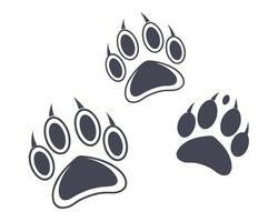 illustration of three bear paw prints with sharp claws on a clean white background vector
