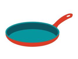 Flat design illustration of a colorful empty frying pan on a clean white background vector