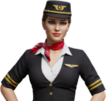 Portrait of a beautiful flight attendant in uniform with a professional appearance png