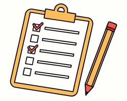 Checklist on clipboard with pencil representing task completion and project management concept vector