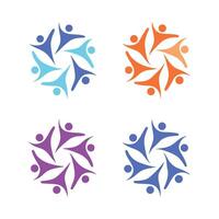 Colorful abstract human figures forming a circular composition with white background vector