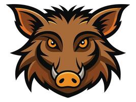A bold and intense illustration of a wild boar head in a modern mascot style vector
