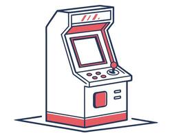 illustration of a retro arcade machine with red and white color scheme vector