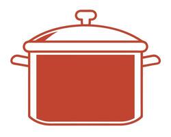 Simple illustration of a red cooking pot with lid and handles isolated on white vector
