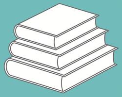 Stack of three books isolated illustration on teal background for education and reading vector
