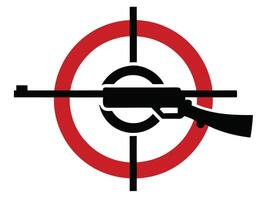 Silhouette of a rifle centered inside a target against a clean white background vector