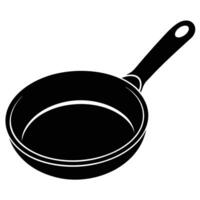 Simple illustration of a black frying pan with handle for cooking and culinary concepts. vector