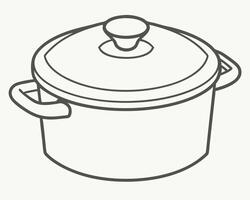 Simple illustration of a covered cooking pot with handles isolated on a white background vector
