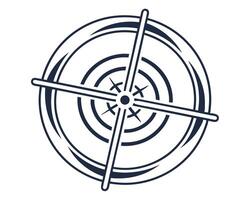 A minimalist nautical compass icon depicting navigation and direction on white background vector