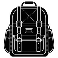 Detailed black and white illustration of a classic backpack suitable for various design projects vector
