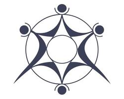 Abstract geometric design with a central circle and stylized elements on a white background. vector