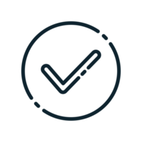 Design Illustration graphic of check mark icon with line style. Suitable for UI, mobile design, web design, etc. Transparent Background. png