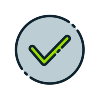 Design Illustration graphic of check mark icon with colored outline style. Suitable for UI, mobile design, web design, etc. Transparent Background. png